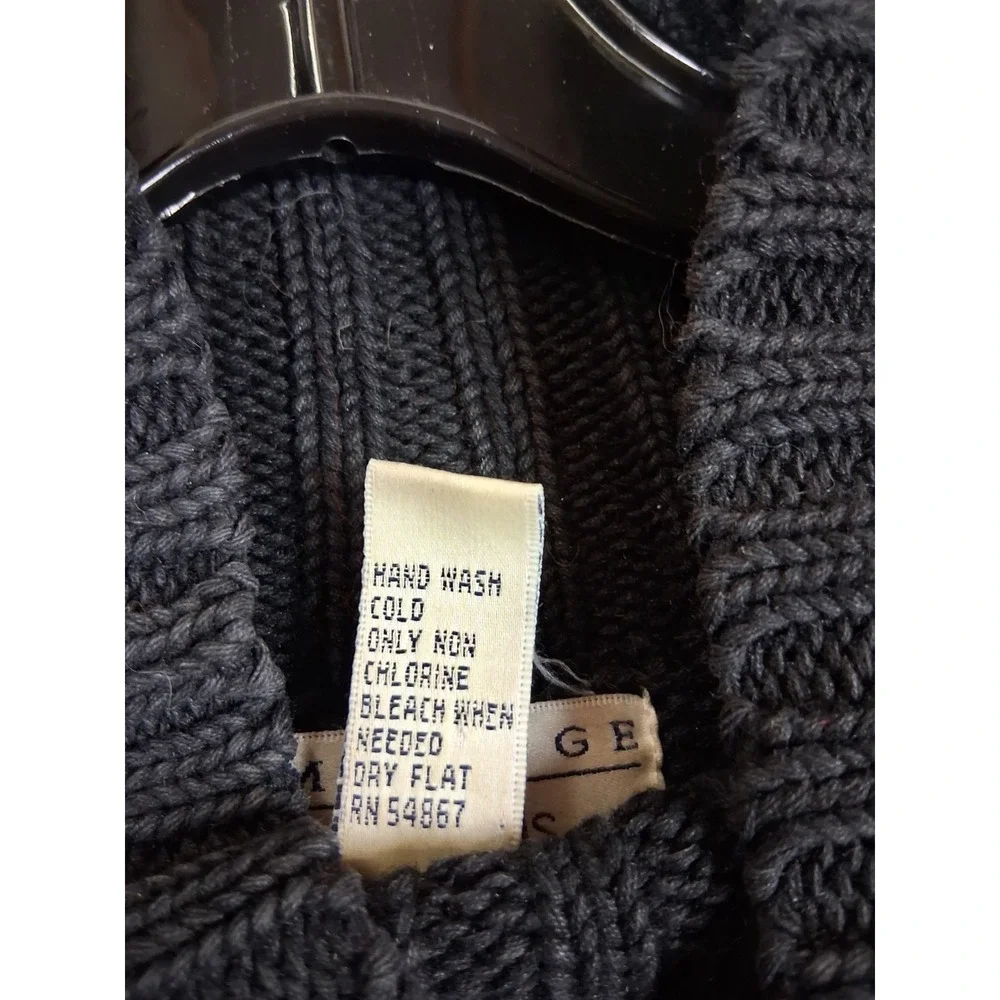 Cambridge Womens Sweater Large Black Grape Vine Embroidered Turtleneck VTG‎